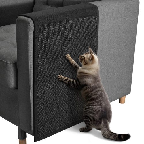 Protectie canapea pentru zgarieturi pisici Navaris, negru, sisal, 128x45x1 cm, NAV000008YD005C