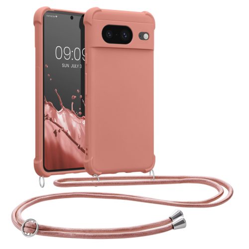 Pouzdro Kwmobile se šňůrkou na krk pro Google Pixel 8, růžové, silikonové, KWM0000208T007C