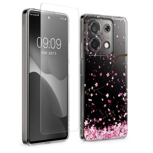 Sada pouzdra a ochranné fólie Kwmobile pro Xiaomi Redmi Note 13, vícebarevná, silikon/tvrzené sklo, KWM000020OZ002C