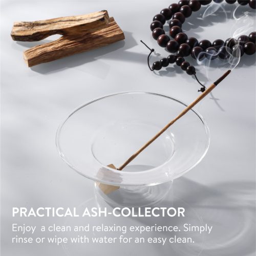 Suport betisoare parfumate Navaris din sticla borosilicata, bol 11.3x5.5 cm, transparent, sticla/metal