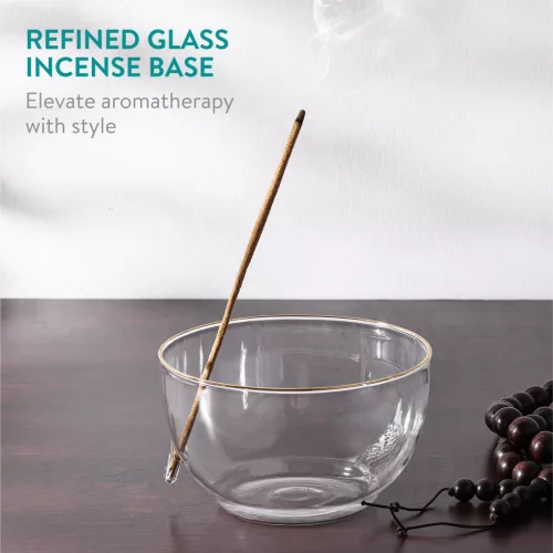 Suport betisoare parfumate Navaris, bol sticla borosilicata, 10x5, 8 cm, transparent, sticla