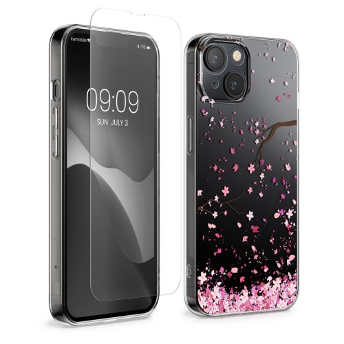 Sada pouzdra a ochranné fólie Kwmobile pro Apple iPhone 14/iPhone 13, vícebarevná, silikon/tvrzené sklo, KWM000022TH001C