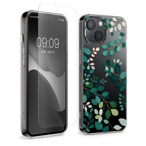 Sada pouzdra a ochranné fólie Kwmobile pro Apple iPhone 14/iPhone 13, vícebarevná, silikon/tvrzené sklo, KWM000022TH002C