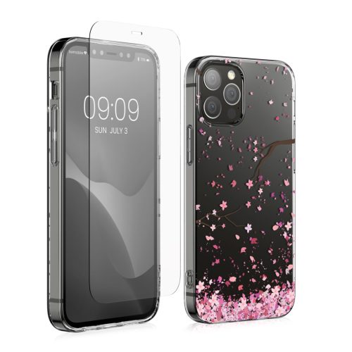 Sada pouzdra a ochranné fólie Kwmobile pro Apple iPhone 12/iPhone 12 Pro, vícebarevná, silikon/tvrzené sklo, KWM000022TI001C