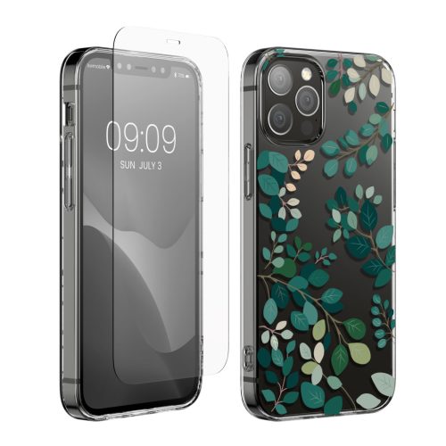 Sada pouzdra a ochranné fólie Kwmobile pro Apple iPhone 12/iPhone 12 Pro, vícebarevná, silikon/tvrzené sklo, KWM000022TI002C