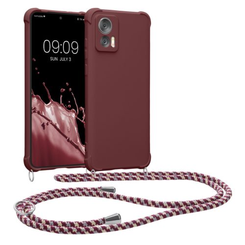 Pouzdro Kwmobile se šňůrkou pro Motorola Edge 30 Neo, fialové, silikonové, KWM0000199S003C