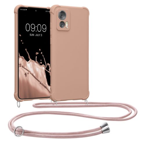 Pouzdro Kwmobile se šňůrkou pro Motorola Edge 30 Neo, krémové, silikonové, KWM0000199S004C