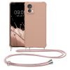Pouzdro Kwmobile se šňůrkou pro Motorola Edge 30 Neo, krémové, silikonové, KWM0000199S004C
