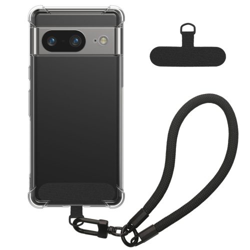 Pouzdro Kwmobile s odnímatelným šňůrkou pro Google Pixel 7, průhledné/černé, silikonové, KWM000020PC001C