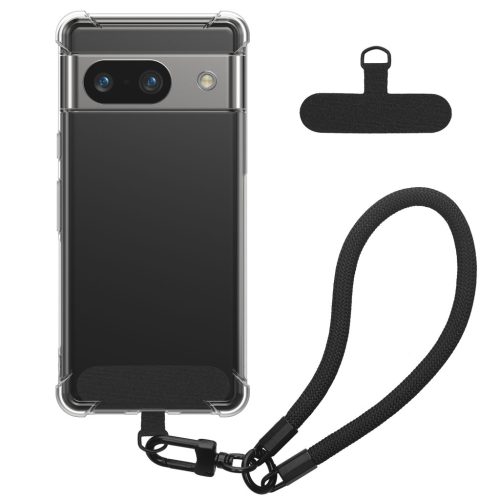 Pouzdro Kwmobile s odnímatelným šňůrkou pro Google Pixel 8a, průhledné/černé, silikonové, KWM000020PE001C