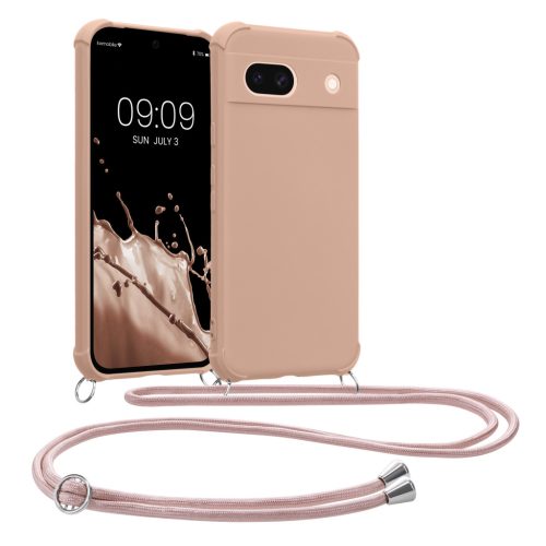 Pouzdro Kwmobile se šňůrkou na krk pro Google Pixel 8a, krémové, silikonové, KWM000020KW008C