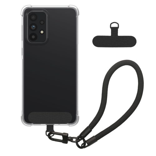 Pouzdro Kwmobile s odnímatelným šňůrkou pro Samsung Galaxy A52/Galaxy A52 5G/Galaxy A52s 5G, průhledné/černé, silikonové, KWM000021UF001C