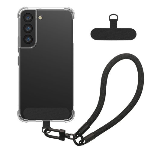 Pouzdro Kwmobile s odnímatelným šňůrkou pro Samsung Galaxy S22, průhledné/černé, silikonové, KWM000021UH001C