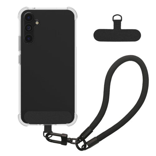 Pouzdro Kwmobile s odnímatelným šňůrkou pro Samsung Galaxy A54 5G, průhledné/černé, silikonové, KWM000021UI001C
