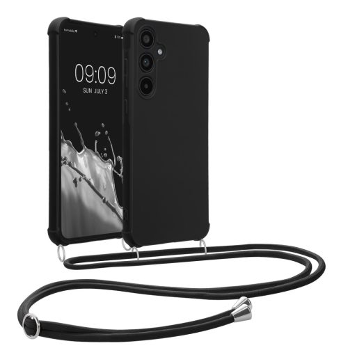 Pouzdro Kwmobile se šňůrkou pro Samsung Galaxy A35, černé, silikonové, KWM000021TN001C