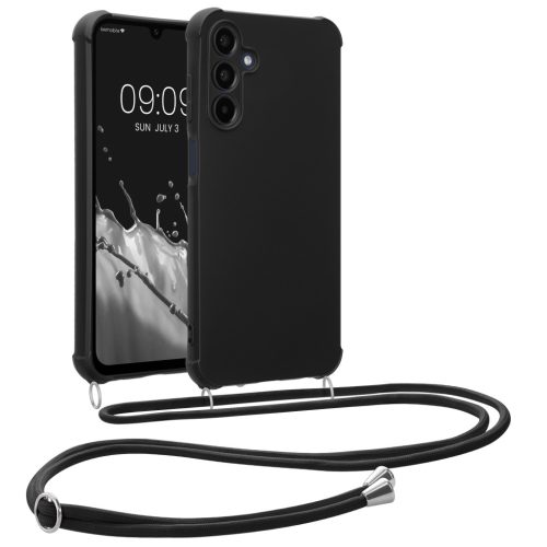 Pouzdro Kwmobile se šňůrkou pro Samsung Galaxy A15 5G, černé, silikonové, KWM000021UN001C