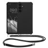 Pouzdro Kwmobile se šňůrkou pro Samsung Galaxy A25, černé, silikonové, KWM000021UO001C