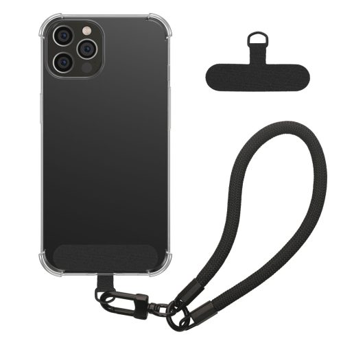 Pouzdro Kwmobile s odnímatelným šňůrkou pro Apple iPhone 12 Pro, průhledné/černé, silikonové, KWM000022TO001C