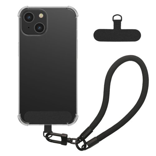 Pouzdro Kwmobile s odnímatelným šňůrkou pro Apple iPhone 15, průhledné/černé, silikonové, KWM000022TP001C