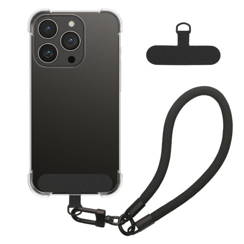 Pouzdro Kwmobile s odnímatelným šňůrkou pro Apple iPhone 15 Pro, průhledné/černé, silikonové, KWM000022TQ001C