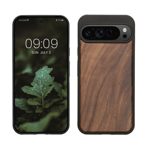 Pouzdro Kwmobile pro Google Pixel 9 Pro XL, hnědé, dřevo/silikon, KWM000020PX001C