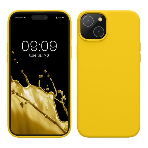 Silikonový kryt Kwmobile pro Apple iPhone 15 Plus, žlutý, KWM000020CB007C