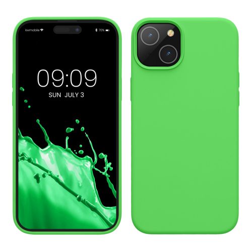 Silikonový kryt Kwmobile pro Apple iPhone 15 Plus, zelený, KWM000020CB010C