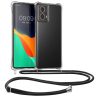Pouzdro Kwmobile se šňůrkou pro Motorola Moto G85, průhledné/černé, silikonové, KWM000022TS001C