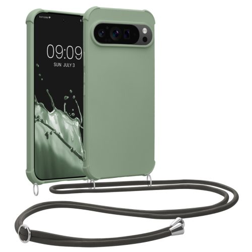 Pouzdro Kwmobile se šňůrkou na krk pro Google Pixel 9/Pixel 9 Pro, světle zelené, silikonové, KWM000020PY003C