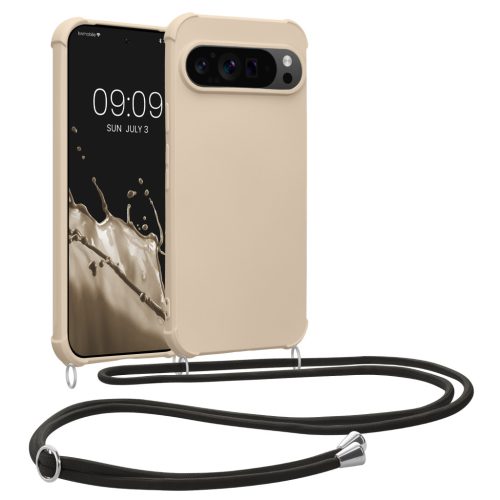 Pouzdro Kwmobile se šňůrkou na krk pro Google Pixel 9 Pro XL, krémové, silikonové, KWM000020PZ002C