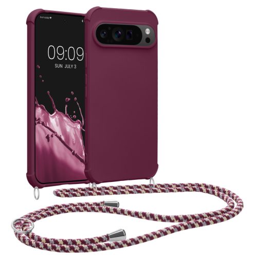 Pouzdro Kwmobile se šňůrkou na krk pro Google Pixel 9 Pro XL, fialové, silikonové, KWM000020PZ004C