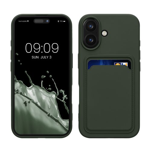 Silikonový kryt Kwmobile pro Apple iPhone 16, tmavě zelený, KWM000022UF002C