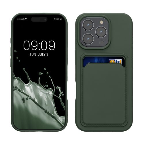 Pouzdro Kwmobile pro Apple iPhone 16 Pro, tmavě zelené, silikonové, KWM000022UH002C