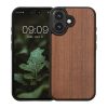 Pouzdro Kwmobile pro Apple iPhone 16, hnědé, dřevo/silikon, KWM000022UP001C