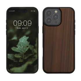   Pouzdro Kwmobile pro Apple iPhone 16 Pro Max, hnědé, dřevo/silikon, KWM000022UR001C
