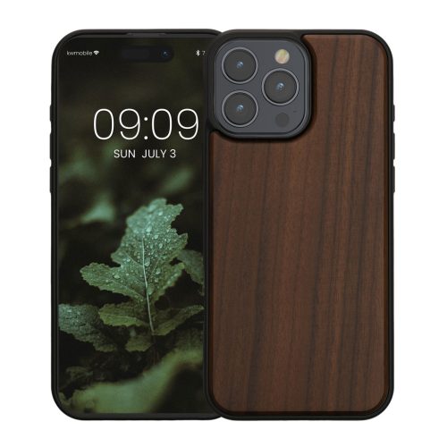 Pouzdro Kwmobile pro Apple iPhone 16 Pro Max, hnědé, dřevo/silikon, KWM000022UR001C