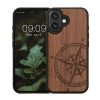 Pouzdro Kwmobile pro Apple iPhone 16, hnědé, dřevo/silikon, KWM000022US001C