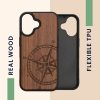 Pouzdro Kwmobile pro Apple iPhone 16, hnědé, dřevo/silikon, KWM000022US001C