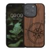 Pouzdro Kwmobile pro Apple iPhone 16 Pro, hnědé, dřevo/silikon, KWM000022UT001C