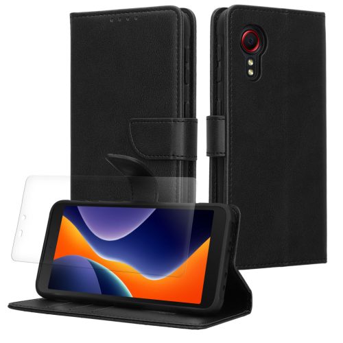 Sada pouzdra a ochranné fólie Kwmobile pro Samsung Galaxy Xcover 5, černá, ekokůže/silikon, KWM000021UY001C