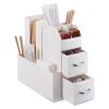 Organizator accesorii cafea Navaris, cu sertare, 31.5x13.7x28.7 cm, alb, plastic