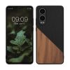Pouzdro Kwmobile pro OnePlus Nord CE4 Lite, hnědé/černé, dřevo/silikon, KWM000022UX001C