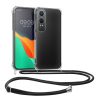 Pouzdro Kwmobile se šňůrkou pro OnePlus Nord CE4 Lite, průhledné/černé, silikonové, KWM000022VA001C