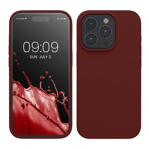 Pouzdro Kwmobile pro Apple iPhone 15 Pro, tmavě červené, silikonové, KWM000020CC040C