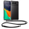 Pouzdro Kwmobile se šňůrkou na krk pro OnePlus Nord 4, průhledné/černé, silikonové, KWM000022VN001C