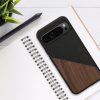 Pouzdro Kwmobile pro Google Pixel 9 Pro XL, hnědé/černé, dřevo/silikon, KWM000020QS001C