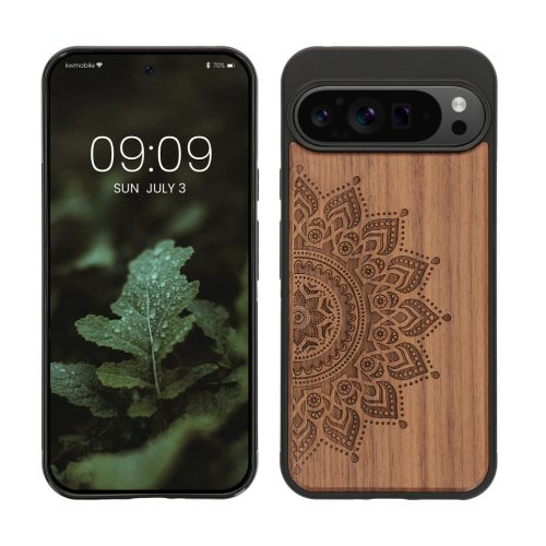 Pouzdro Kwmobile pro Google Pixel 9 Pro XL, hnědé, dřevo/silikon, KWM000020QT002C