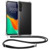 Pouzdro Kwmobile se šňůrkou pro Samsung Galaxy S24 FE, průhledné/černé, silikonové, KWM000021WL001C