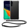 Pouzdro Kwmobile se šňůrkou pro Samsung Galaxy S24 FE, průhledné/černé, silikonové, KWM000021WL001C