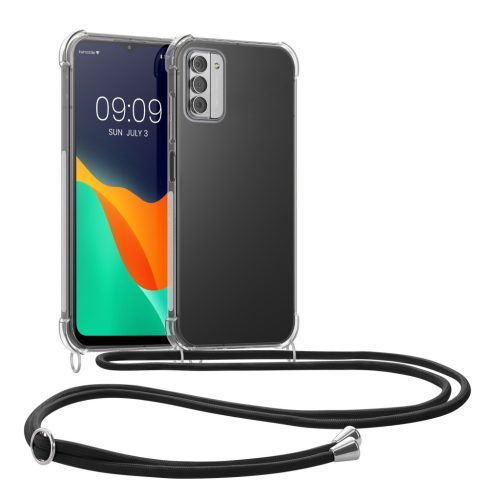 Pouzdro Kwmobile se šňůrkou pro Nokia G42 5G, průhledné/černé, silikonové, KWM000021WN001C